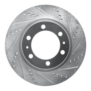 Toyota FJ Cruiser Brake Rotor (1) - Front Right - R1 Concepts - Drilled & Slotted - Silver - `03-`23